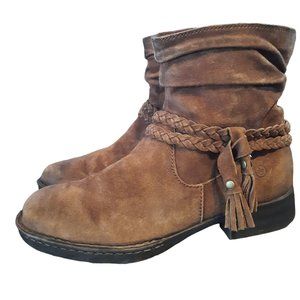 BORN OUVEA DK BROWN DISTRESSED ANKLE BOOTIE BOOTS